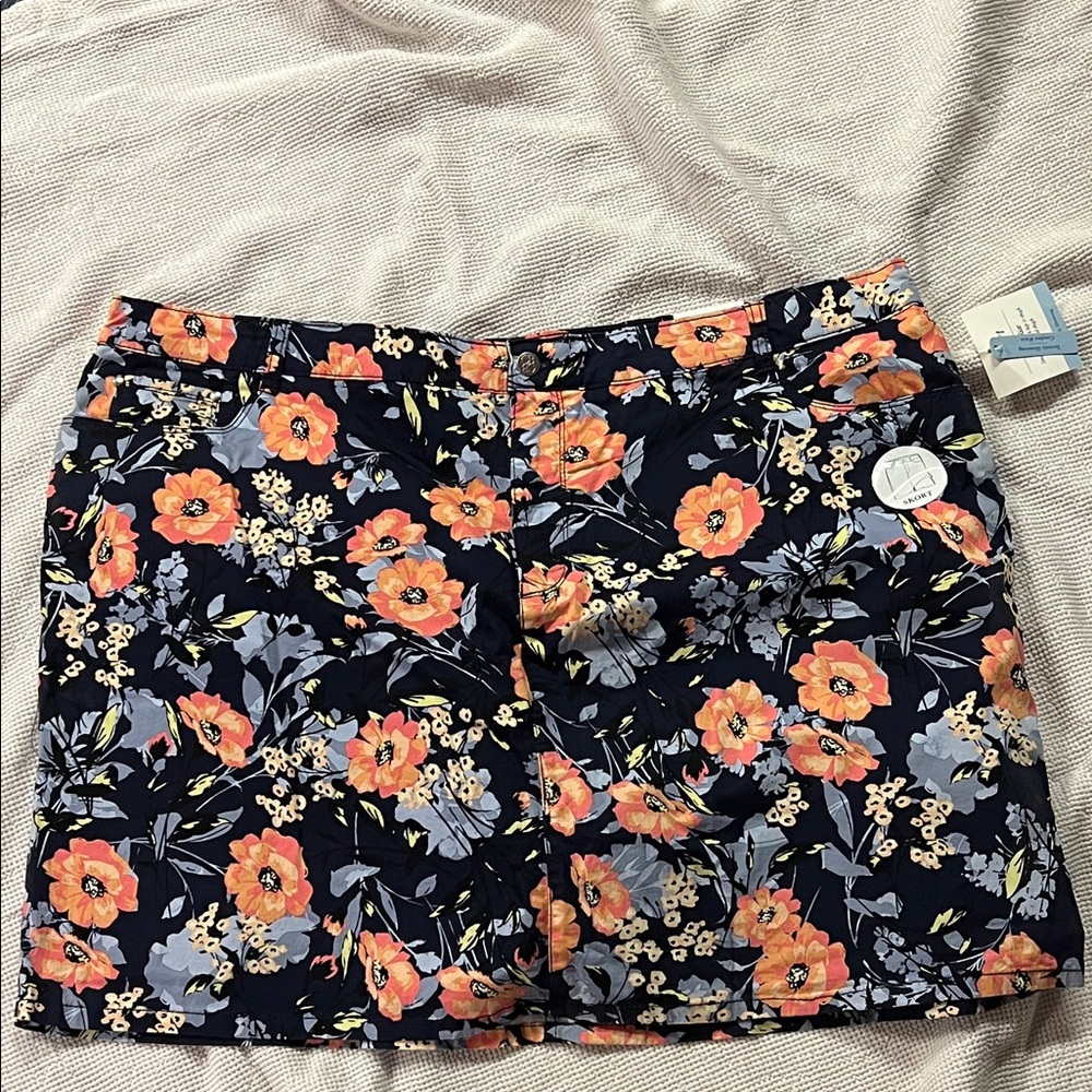 Croft & Barrow Navy Floral Skort